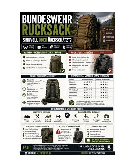 Bundeswehr Rucksack Checkliste &ndash; laminiert & einsatzbereit