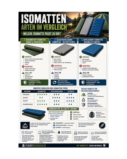 Isomatten Arten im Vergleich Checkliste &ndash; laminierte Premium-Version