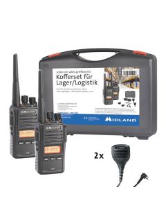 Robustes Midland G18 Pro PMR 2er Security-Kofferset, Wasser/Staubdicht