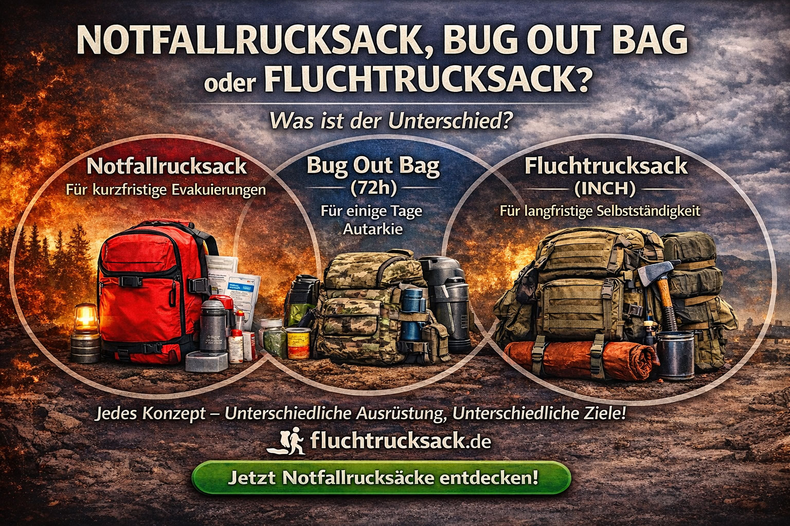 Notfallrucksack, Bug Out Bag oder Fluchtrucksack – was ist der Unterschied?