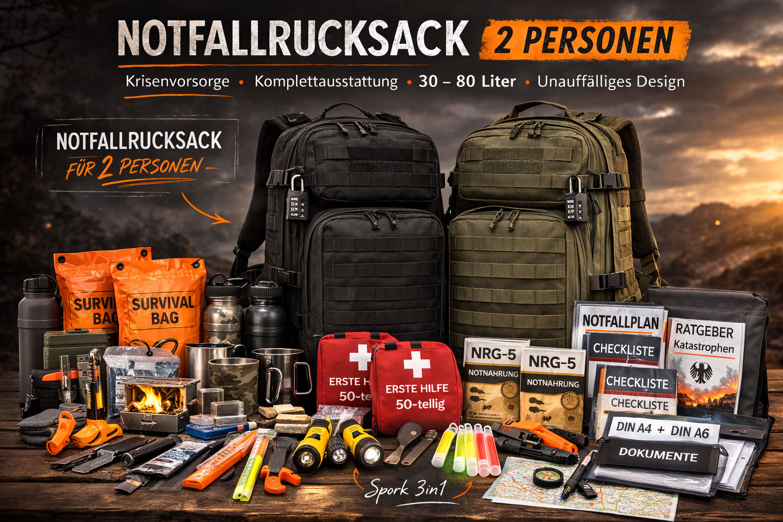 Krisenvorsorge in unsicheren Zeiten: Warum ein Notfallrucksack für 2 Personen jetzt wichtiger ist denn je