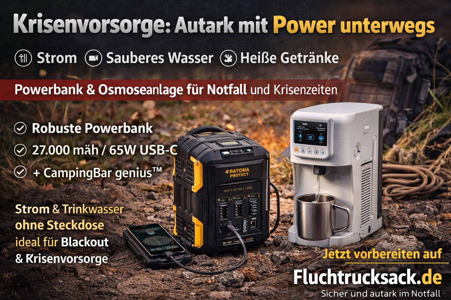 Autark unterwegs: sauberes und heißes Trinkwasser überall – mit nur einer Powerbank