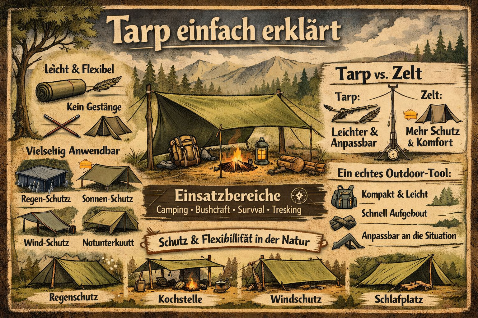Tarp einfach erklärt – Aufbau, Einsatz und warum es oft besser als ein Zelt ist