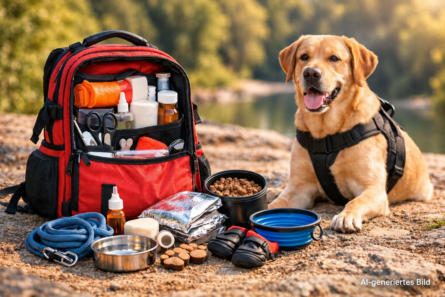 Notfallrucksack für Hunde richtig packen