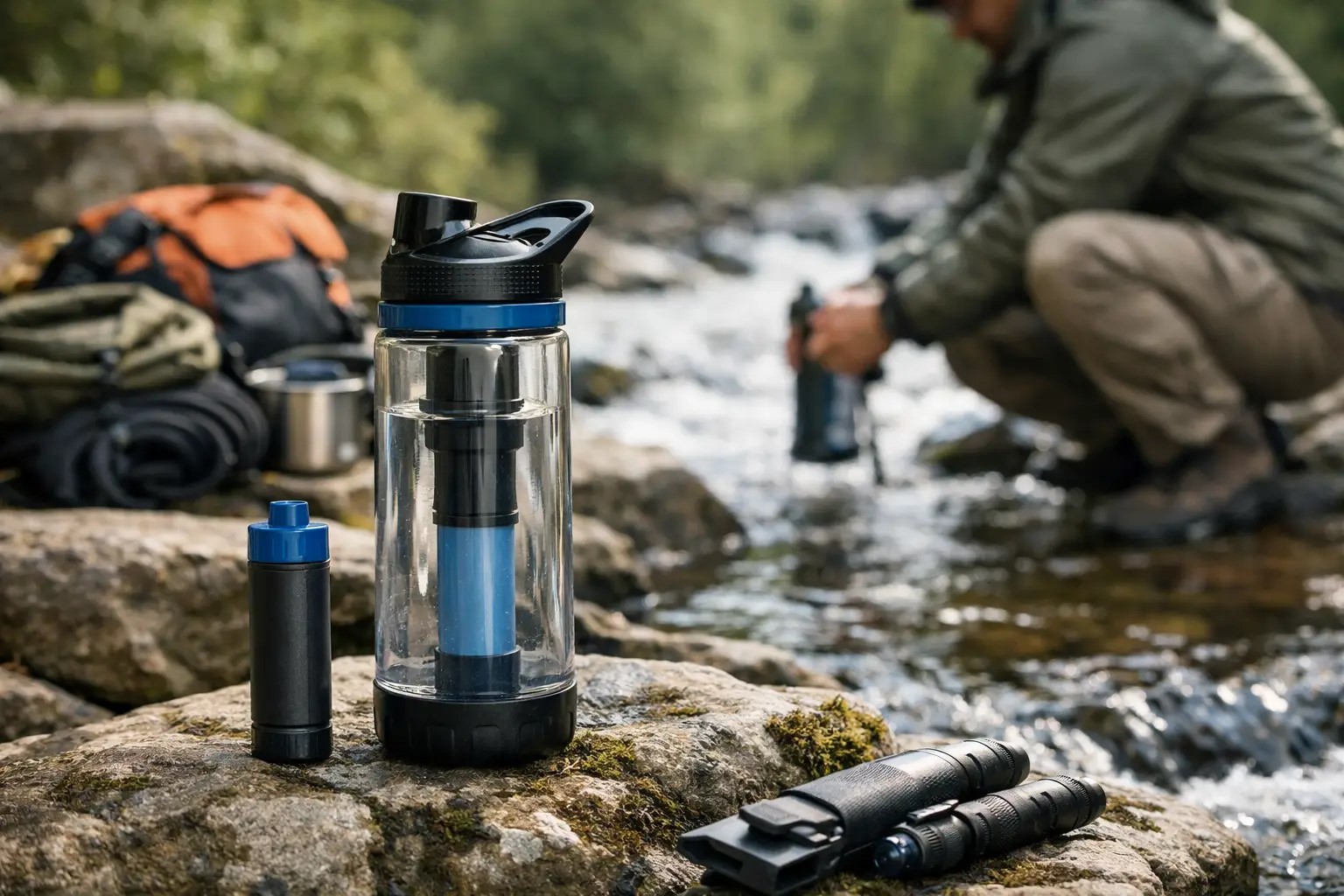 Wasserfilter Trinkflasche Test für Notfall