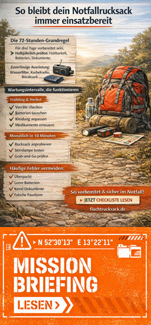 wie halte ich meinen Notfallrucksack aktuell