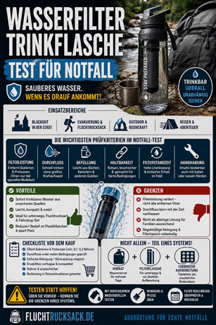 Wasserfilter Trinkflasche Test Notfall Checkliste als PDF Download